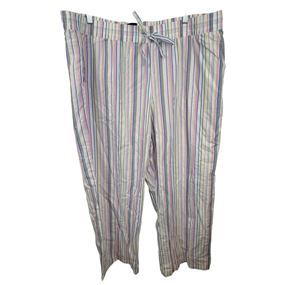 NWT Gap Womens XL Pajama Pants Multicolor Striped Cotton‎ Drawstring Sleepwear